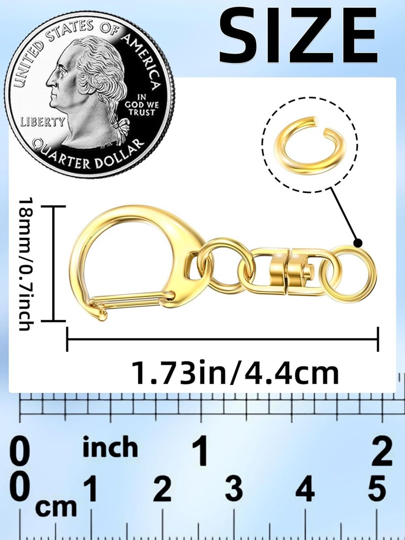 Evnlo 50Pcs Lobster Claw Clasps for Keychain Clip, Swivel Snap Hooks Gold Key Chain Rings DIY Making Kit for Crafts - Image 3
